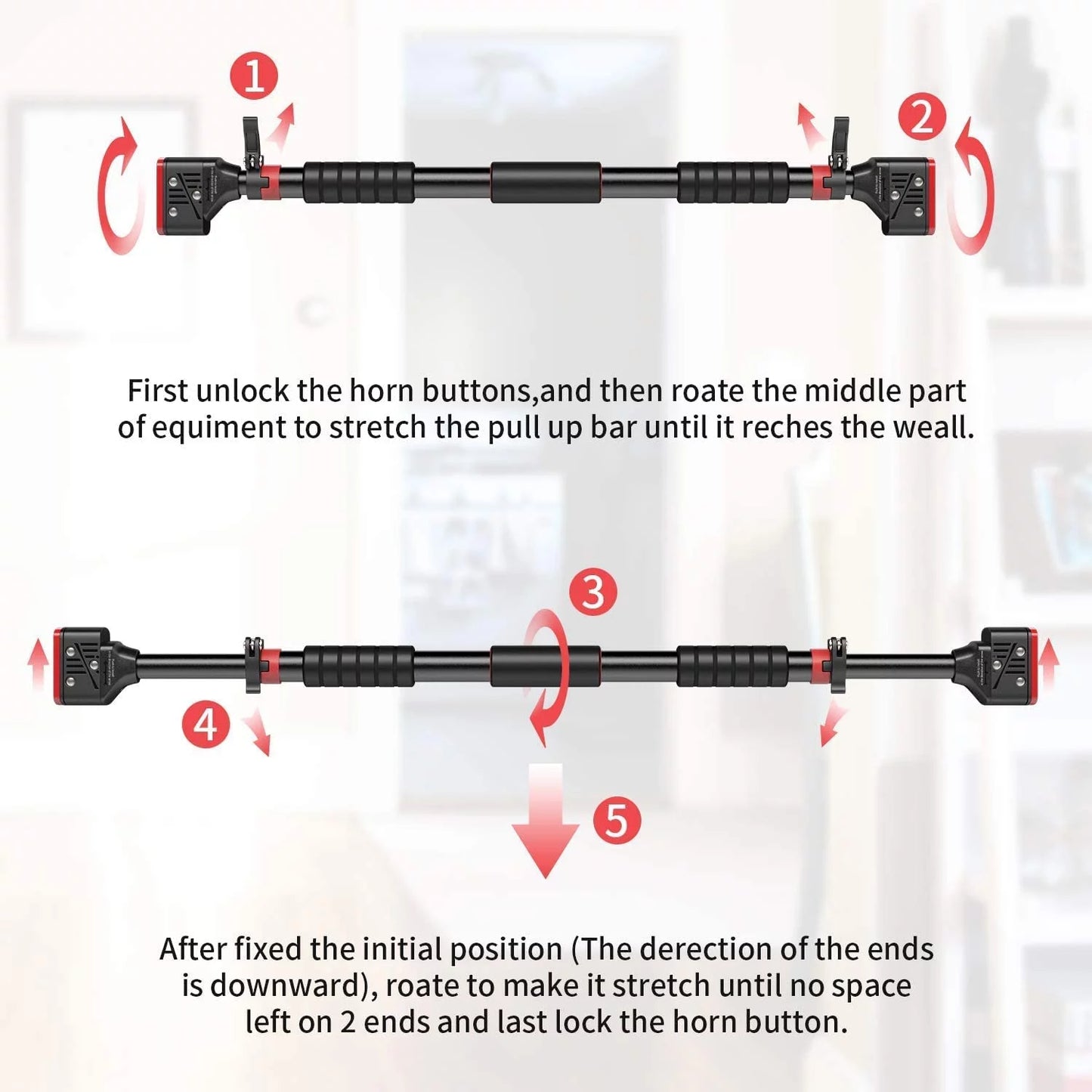 Adjustable Doorway Pull-Up Bar – No-Screw Chin-Up Bar for Home Gym Strength Training
