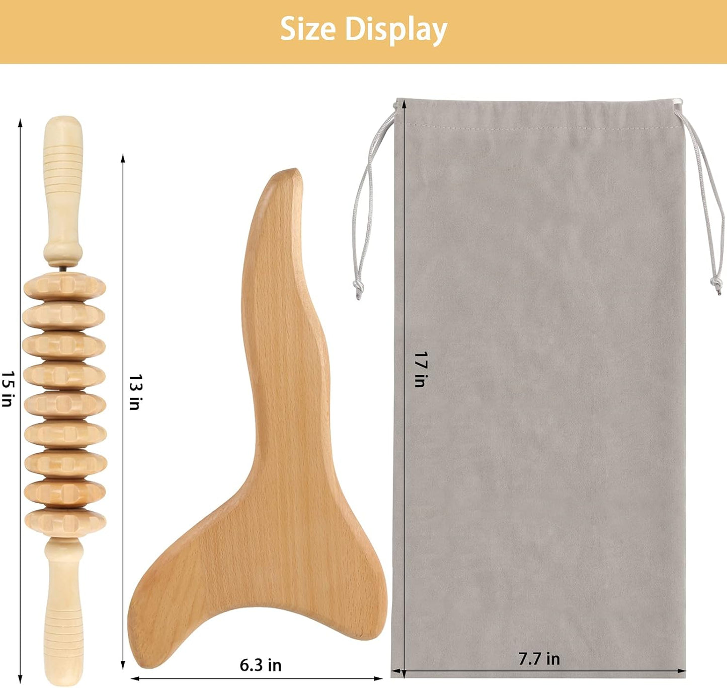 2 Pcs Wooden Gua Sha Tools Lymphatic Drainage Tool, Wood Therapy Massage Tools Manual Gua Sha Tools anti Cellulite Massage Tool for Gua Sha Massage, Maderotherapy, Body Sculpting