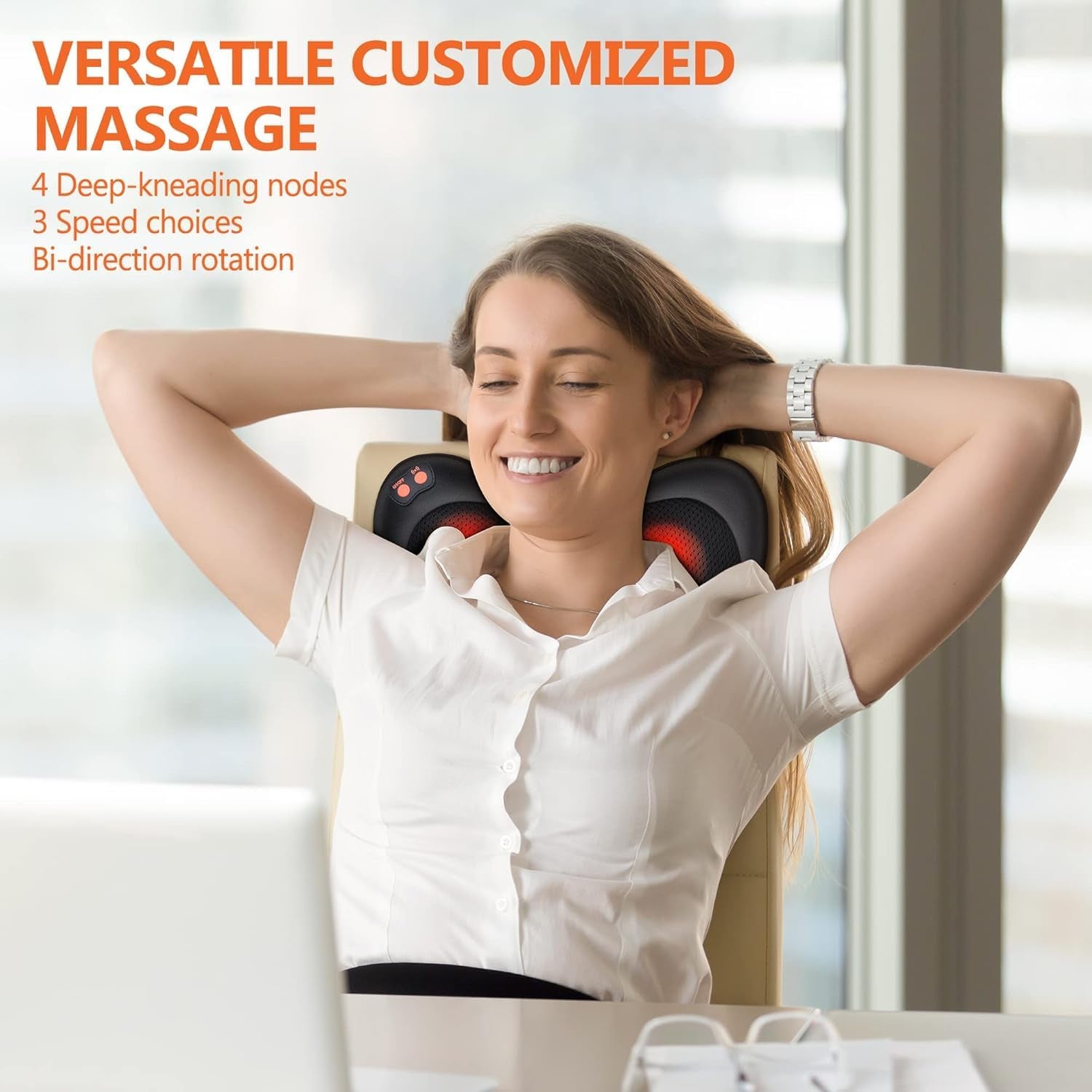 Neck and Back Massager with Heat Electric Shiatsu Deep Tissue 