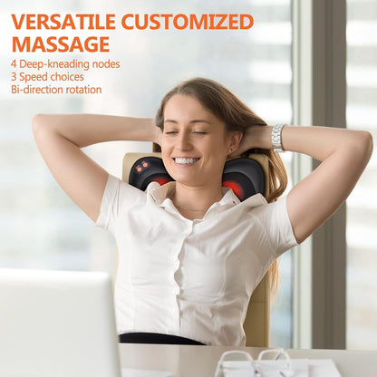 Neck and Back Massager with Heat Electric Shiatsu Deep Tissue 