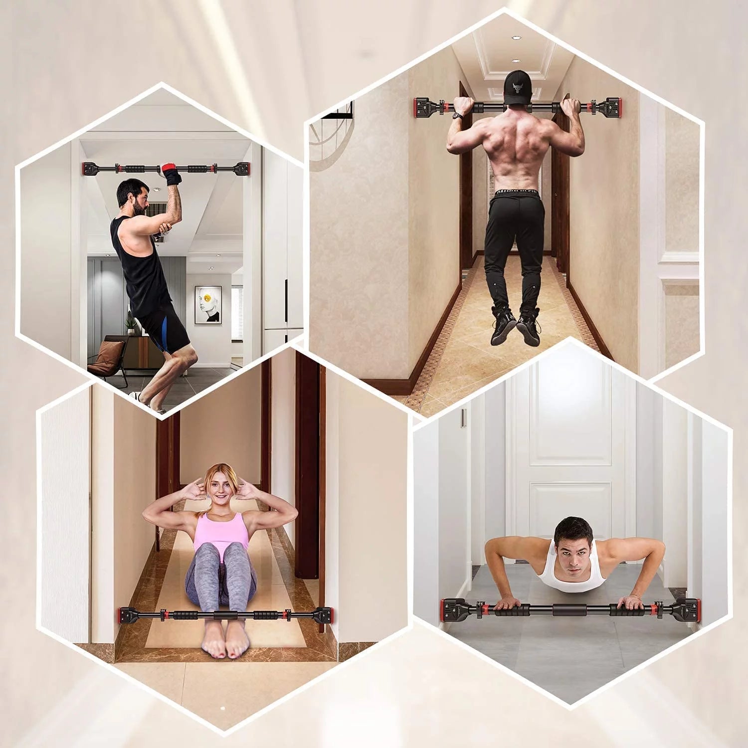 Adjustable Doorway Pull-Up Bar – No-Screw Chin-Up Bar for Home Gym Strength Training