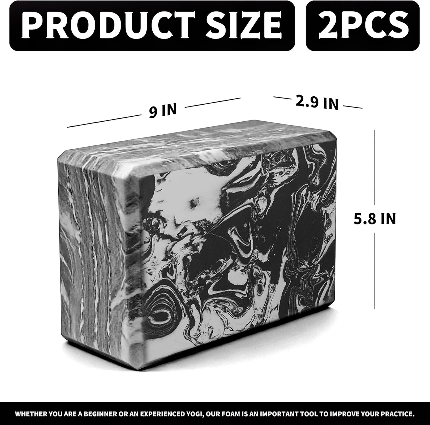 2-Pack Yoga Blocks, High-Density 9"X6"X3" Yoga Brick Foam Blocks