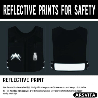 Running Vest, Zip Reflective Running Vests with 500Ml Hydration Bottle