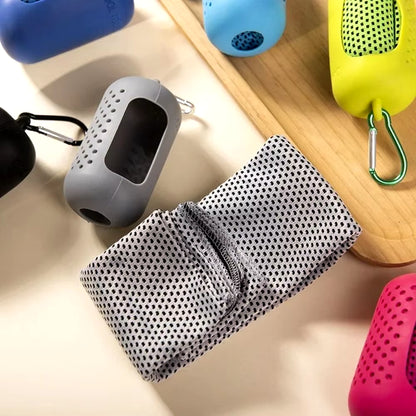 Quick-Dry Cooling Sports Towel with Silicone Carry Case