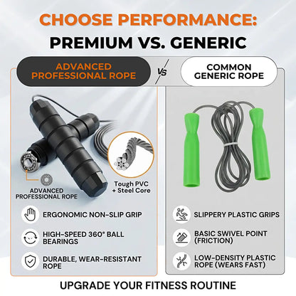 Adjustable Speed Jump Rope with Ball Bearings & Tangle-Free Steel Cable