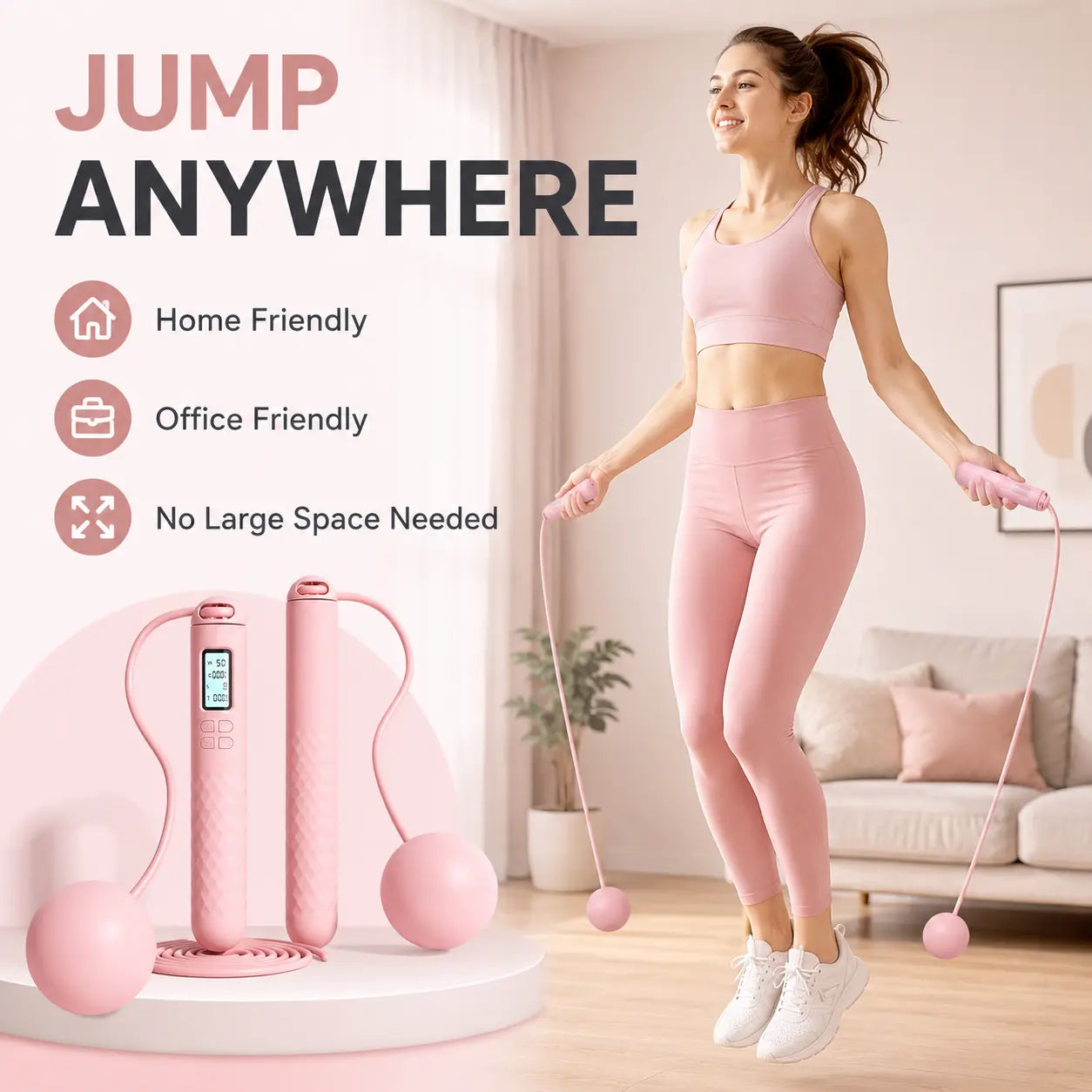 Smart Cordless Jump Rope with LCD Counter (2-In-1 )