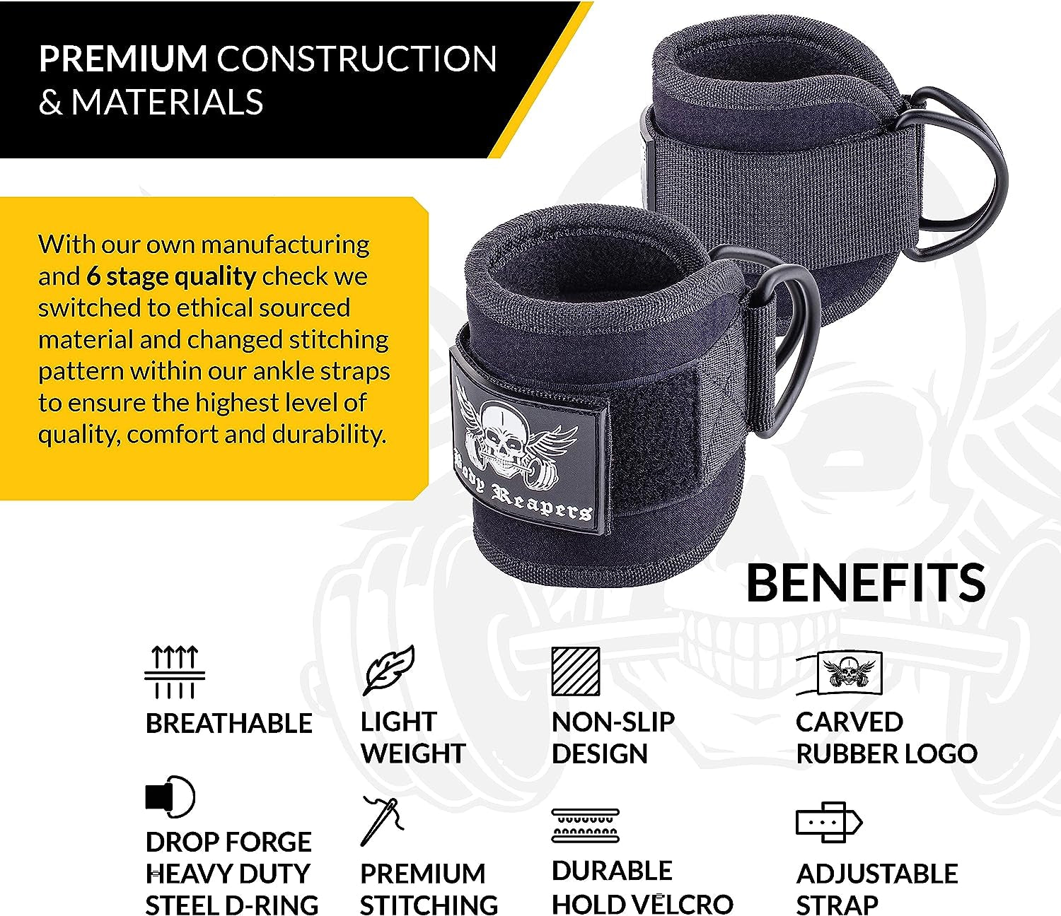 Adjustable Ankle Cuff Cable Attachment with Durable Double D-Rings and Cushioned Design for Enhanced Glute, Leg, and Lower Body Workouts