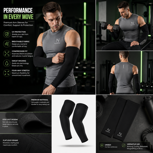 Ice Silk Sports Arm Sleeves Cycling Sun UV Protection Outdoor Travel Running Gym Fitness Cool Summer Arm Sleeves