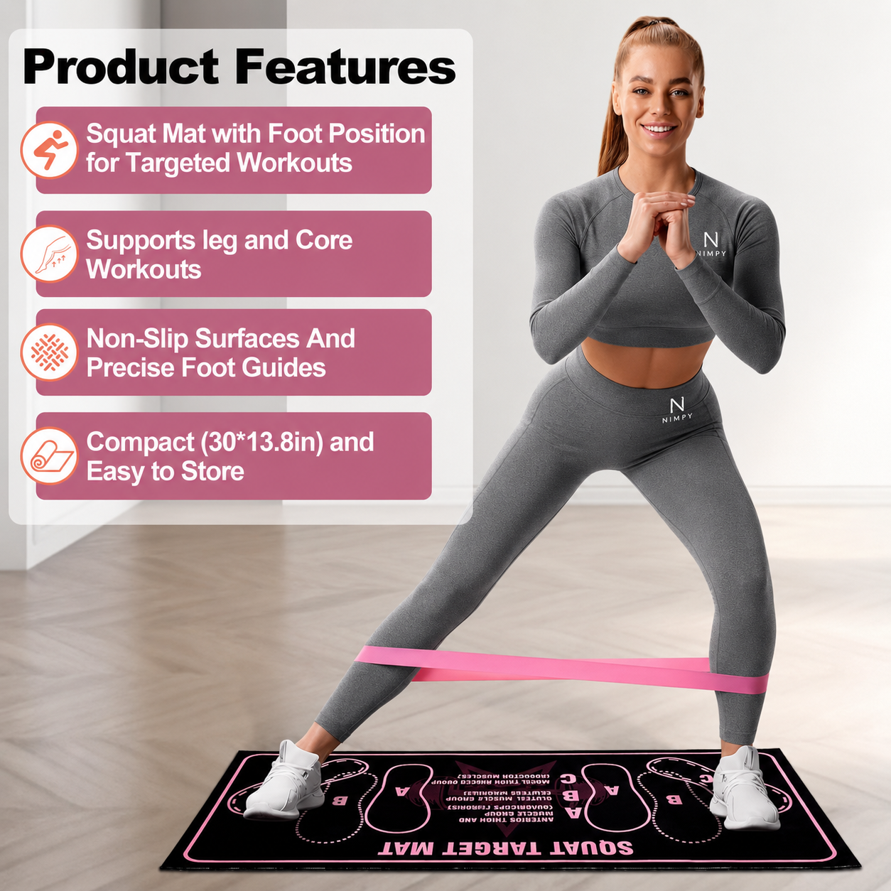Anti-Slip Squat Pad Set, Durable Non-Skid Training Mat for Home and Gym Use, Ideal Exercise Equipment for Fitness Enthusiasts, Gym Accessories, Gym Floor Mat, Exercise Mat Tiles