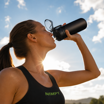 ™ 18 Oz Premium Stainless Steel Water Bottle with Straw Lid | NIMPY