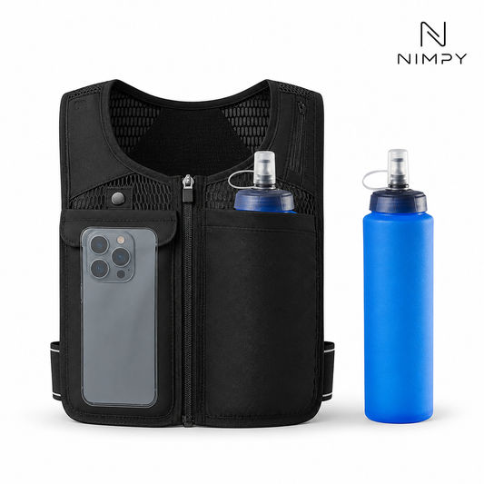 Running Vest, Zip Reflective Running Vests with 500Ml Hydration Bottle