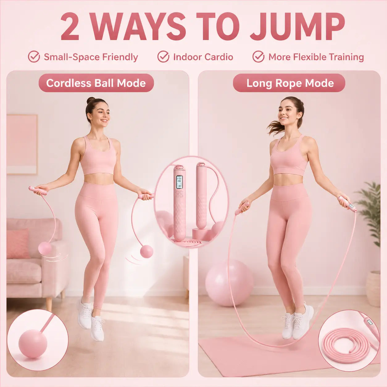 Smart Cordless Jump Rope with LCD Counter (2-In-1 )