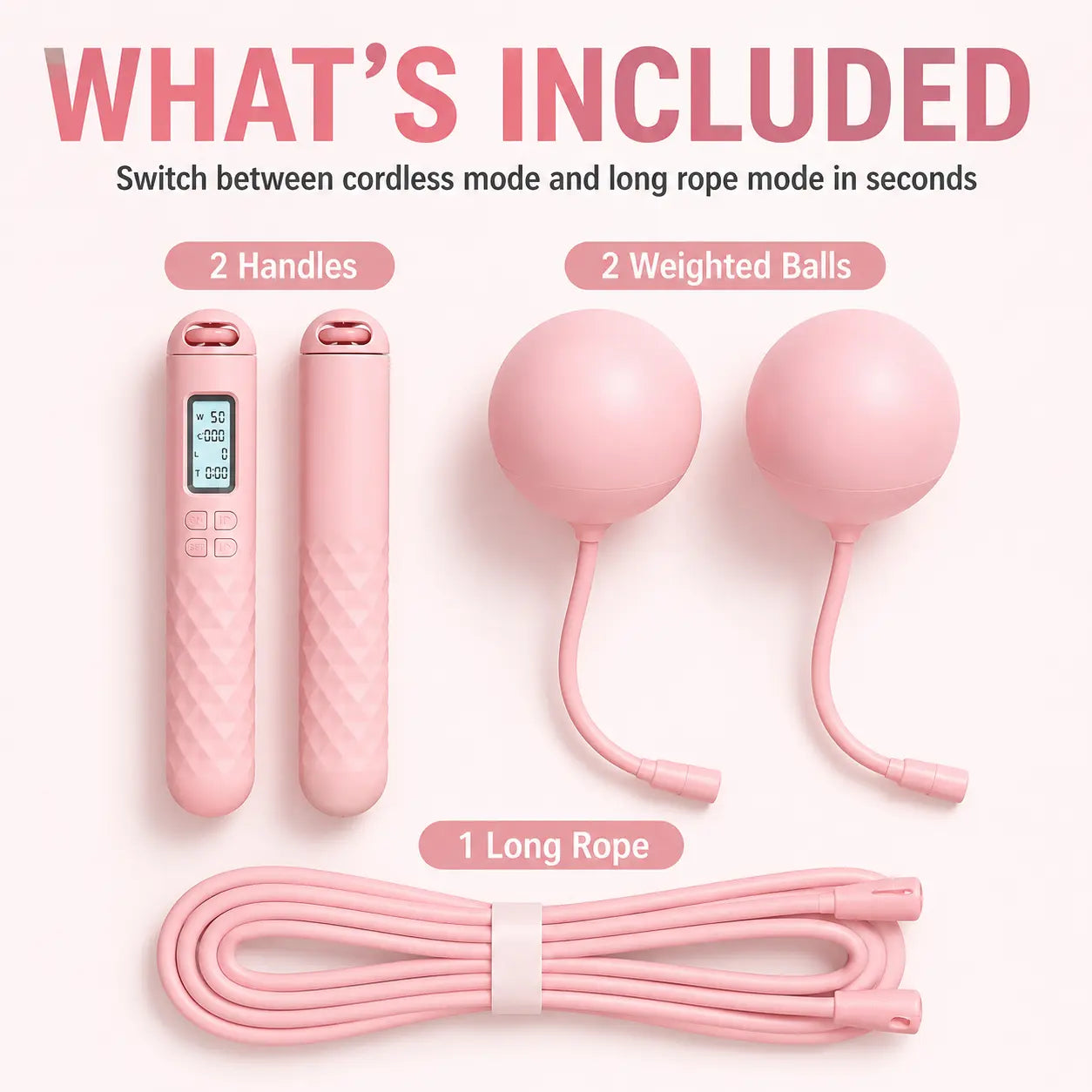 Smart Cordless Jump Rope with LCD Counter (2-In-1 )