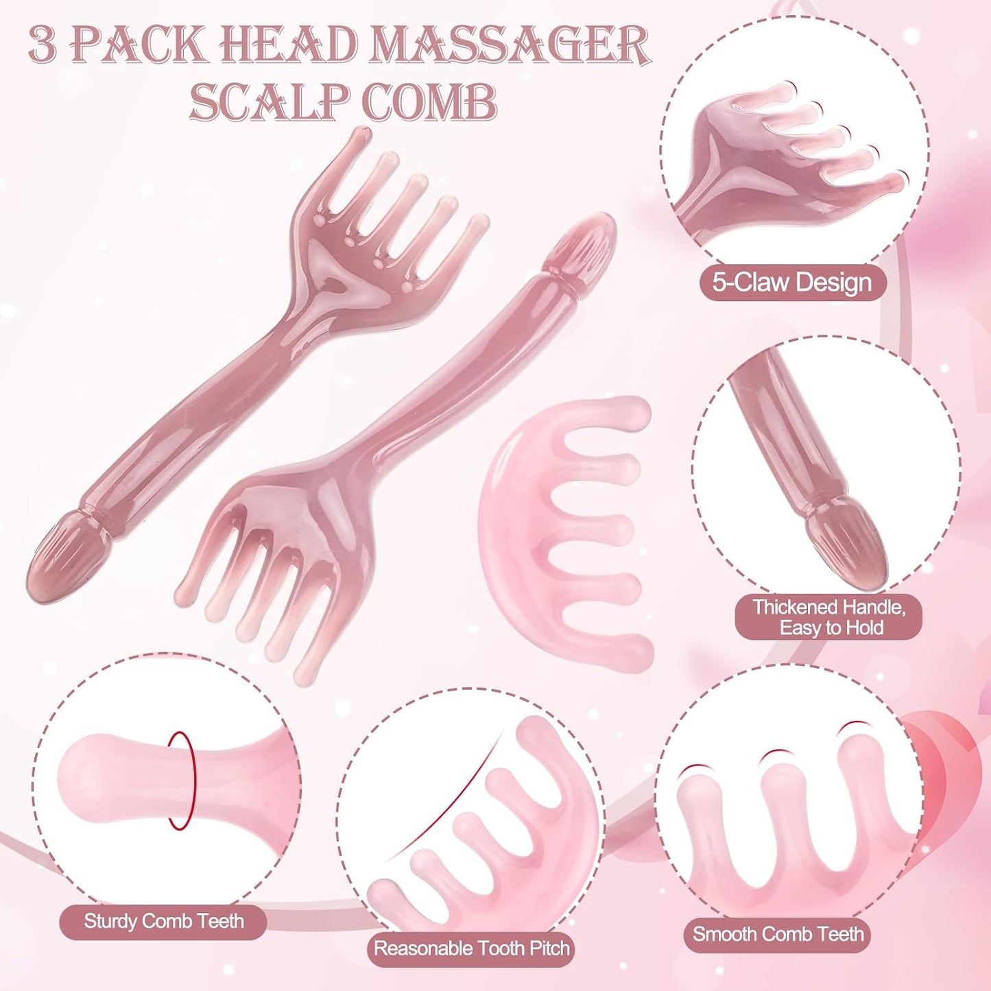 3 Pack Head Massager Scalp Comb Resin Scalp