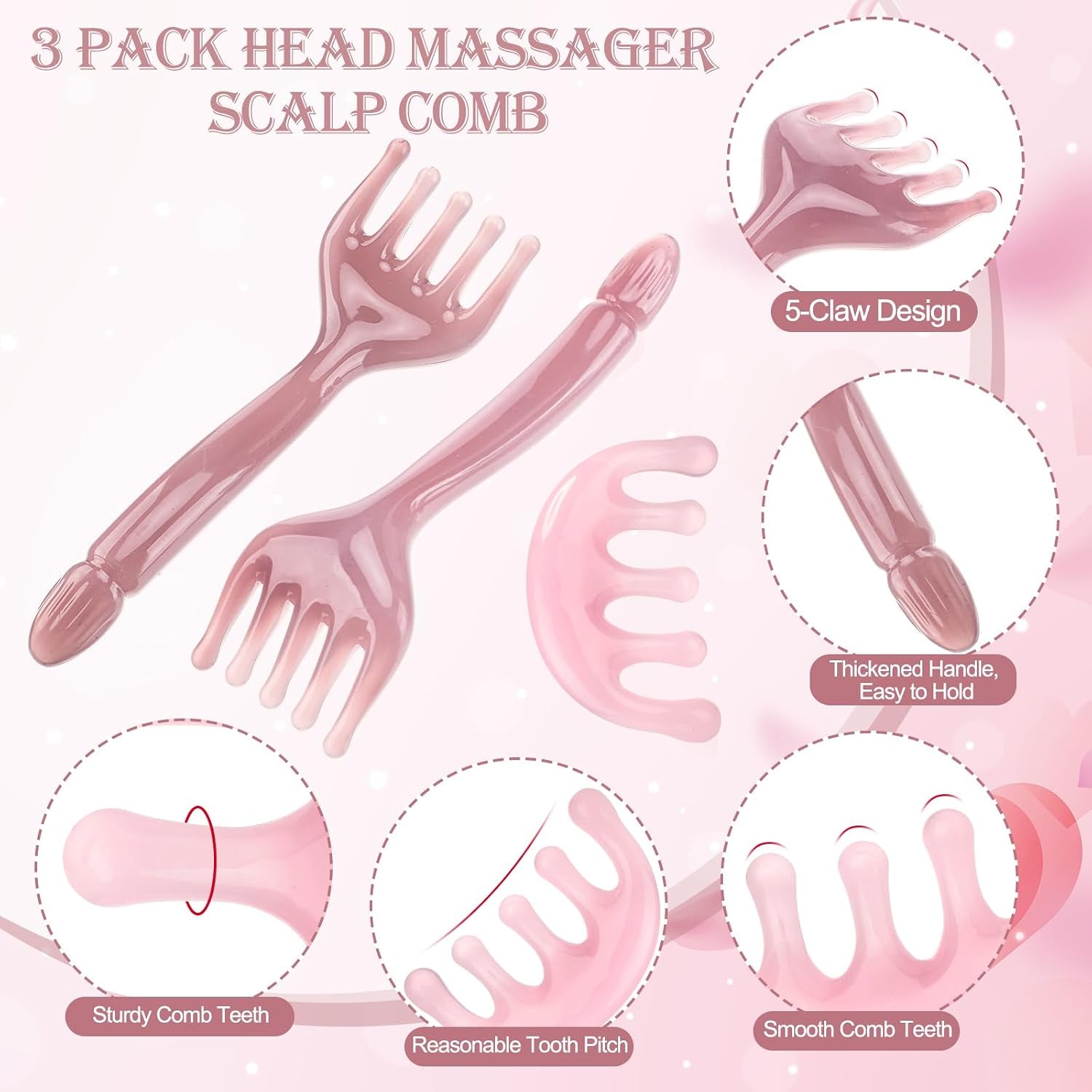 3 Pack Head Massager Scalp Comb Resin Scalp