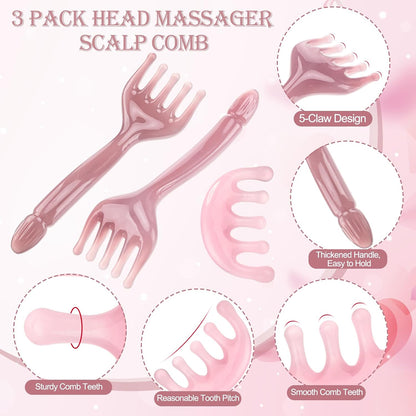 3 Pack Head Massager Scalp Comb Resin Scalp