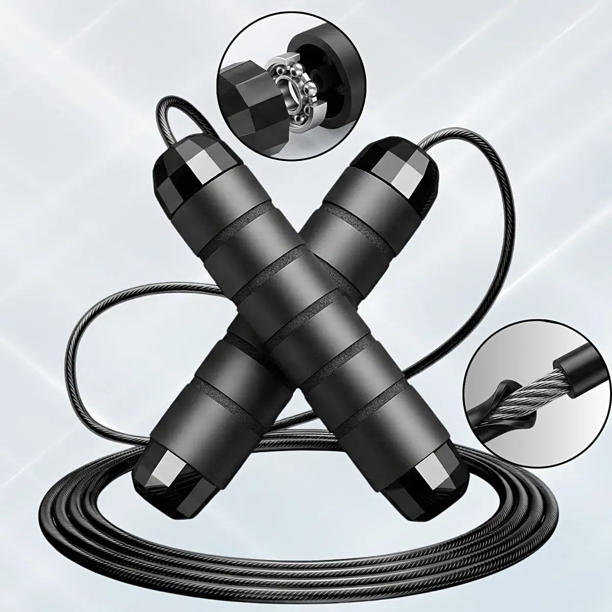 Adjustable Speed Jump Rope with Ball Bearings & Tangle-Free Steel Cable