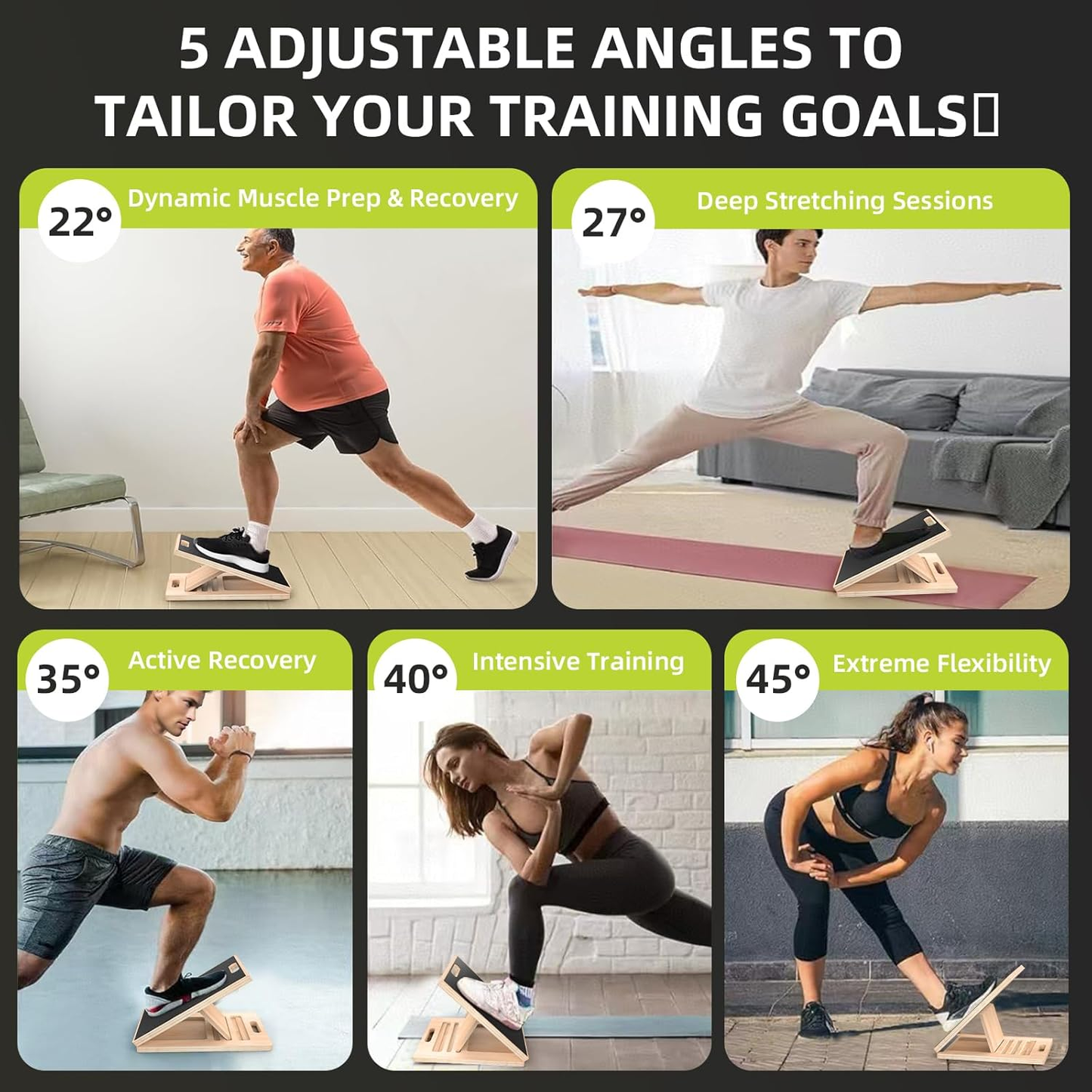 Adjustable Wooden Slant Board for Calf Stretching ,Portable Calf Strecther Incline Board for Knees Ankle Heel Feet Leg,Slanted Board for Physical Therapy