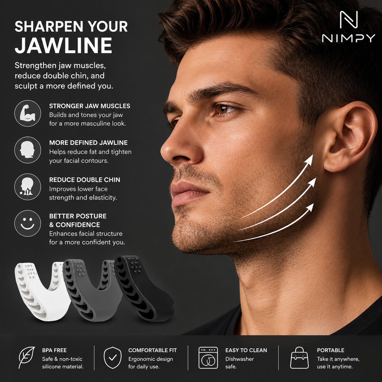 Jawline Exerciser – U-Shaped Jaw Trainer for Facial Muscle Strength & Face Fitness