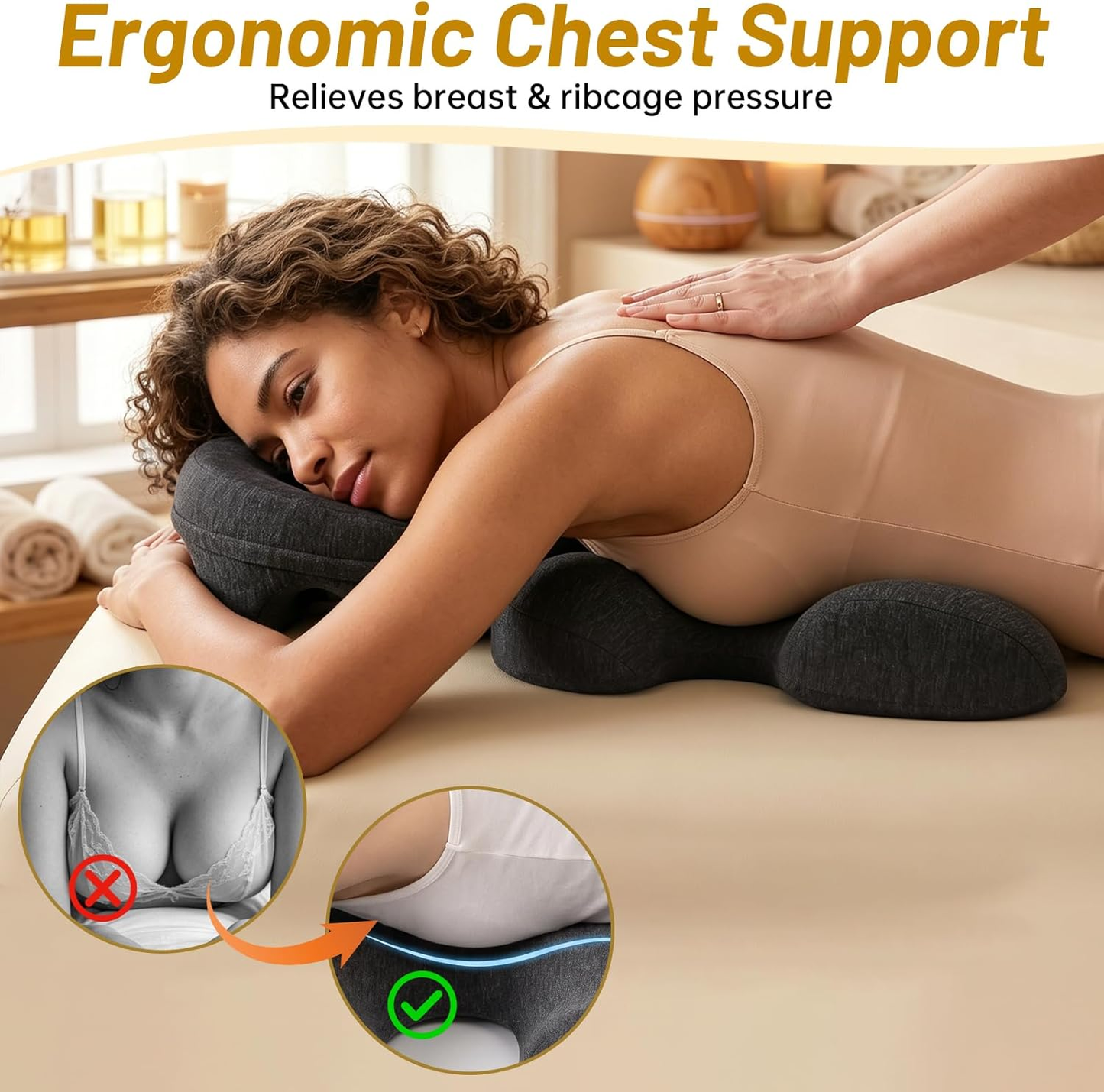 Face down Pillow Set with Chest Cushion – Breast Pillow for Massage Table & Prone Pillow
