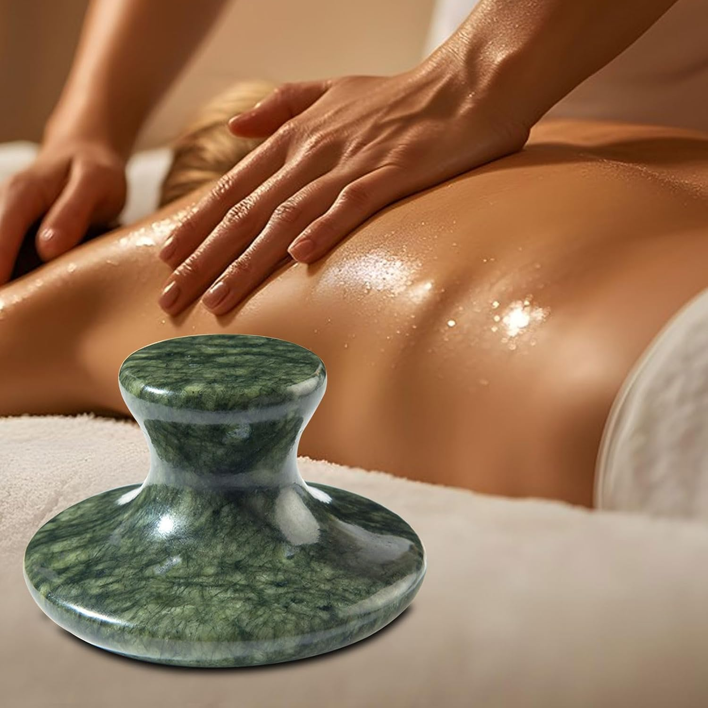 Massage Stone, 3.5Inch Natural Hot Rocks, Body Gua Sha Massage Tool for Cellulite Massage, Lymphatic Drainage, Relieve Tension and Muscle Pain