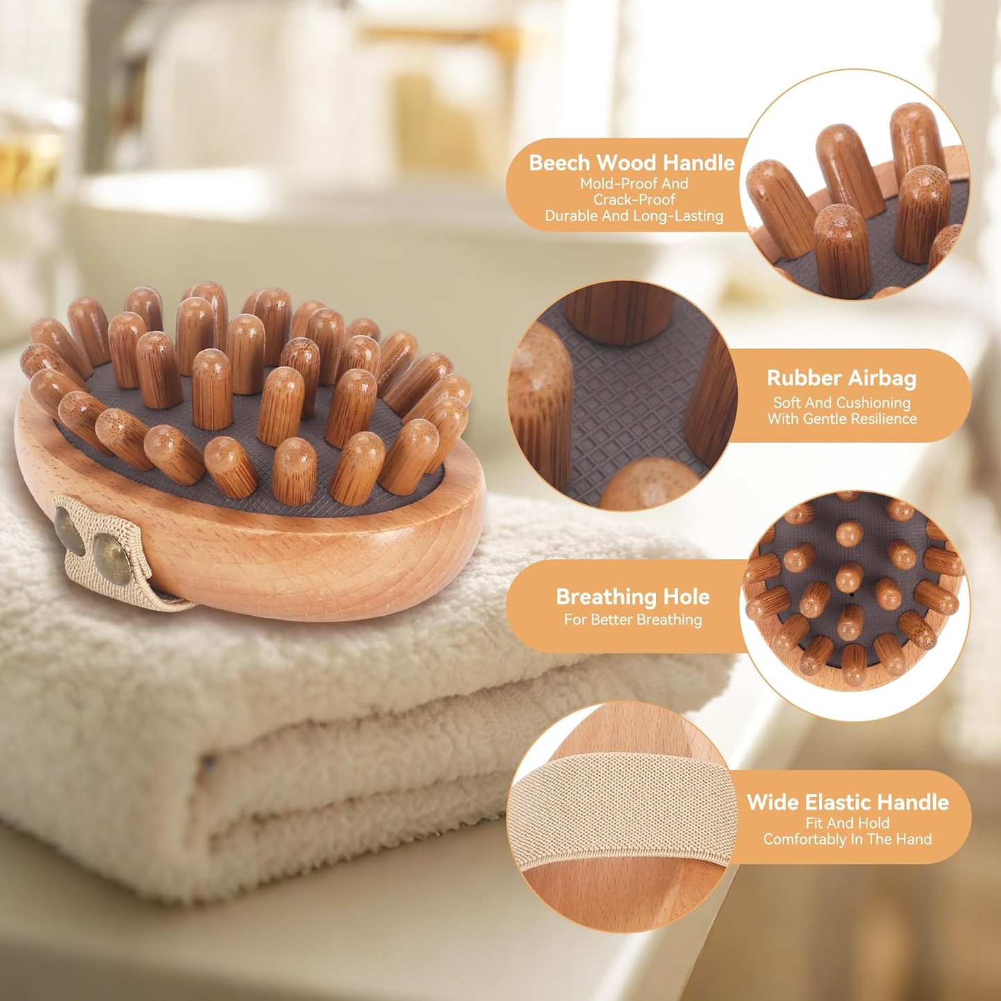 Wood Therapy Massage Tools - 2-Pack Wooden Meridian Massage Brush for Cellulite, Lymphatic, Drainage, Massage Brush for Belly Muscle Pain Relief & Body Shaping
