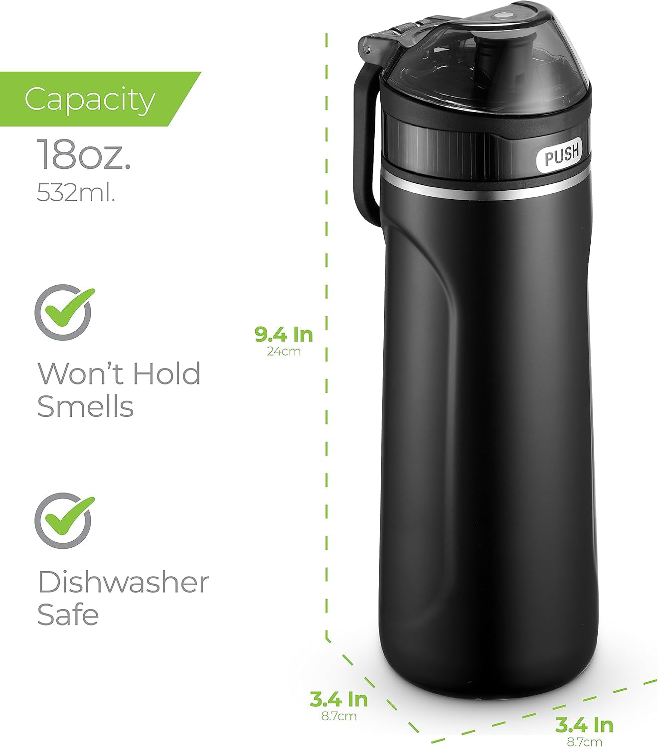 ™ 18 Oz Premium Stainless Steel Water Bottle with Straw Lid | NIMPY