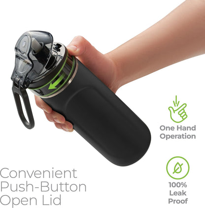 ™ 18 Oz Premium Stainless Steel Water Bottle with Straw Lid | NIMPY