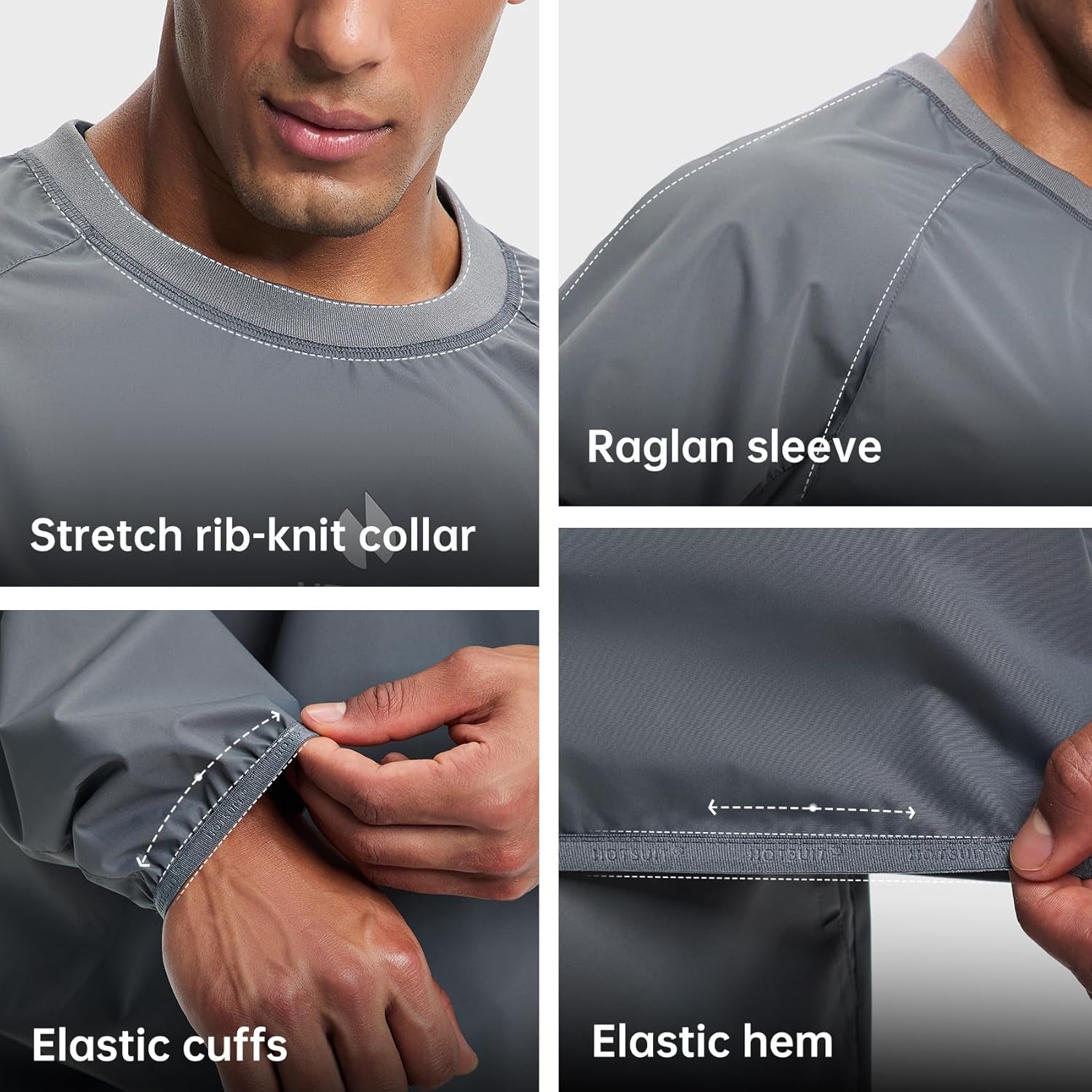 Men Sauna Suit Sweat Suits Durable Gym Exercise Workout Jacket