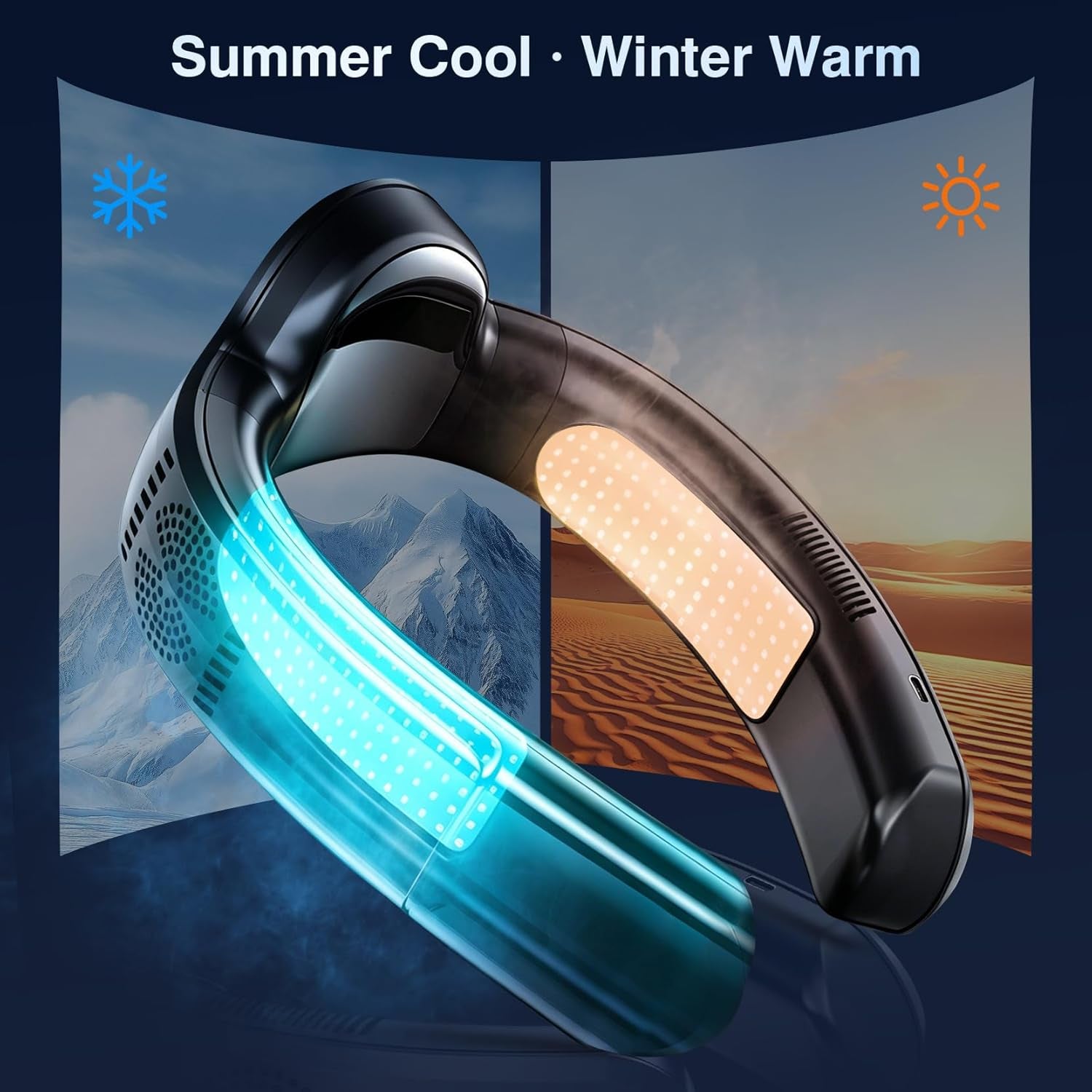 Portable Neck Fan Air Conditioner,2026 Wearable Neck Cooler with 3 Cooling Plates,4739 Sq Mm Cooling Area,3D Airflow,6000Mah USB-C Rechargeable Personal Fan,Quiet Cooling Fan for Travel Office Outdoor